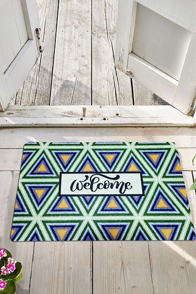 Chilai Home Aragonite Inside and Outside PVC Door Mat, Patterned Mat