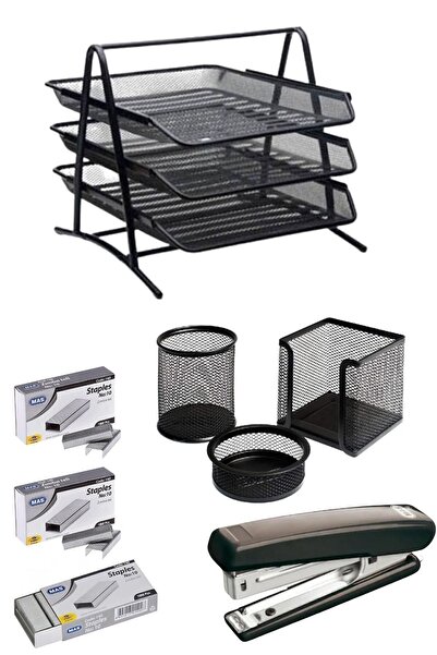 Andofis Metal Evrak Rafı 3'lü Masa Üstü Perfore 3'lü Zımba Makinesi Zımba Tel...