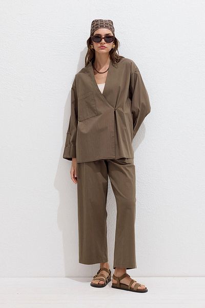 Manuka Brown Premium Cotton Pleated Trousers
