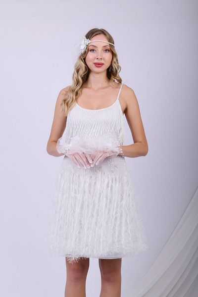 GATSBYLADY LONDON Heaven - Hand Embroidered Dress with Jewelled Tassels