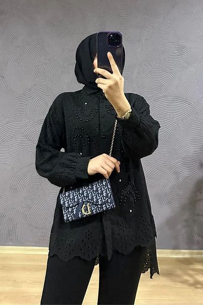 Afra Lıne Tunica camasa HENZA Pearl Brode Scallop