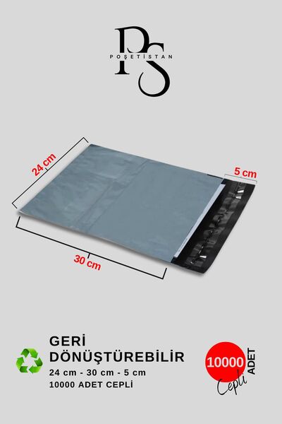 POŞETİSTAN Cepli Kargo Poşeti 10000 Adet 24x30 5 Cm