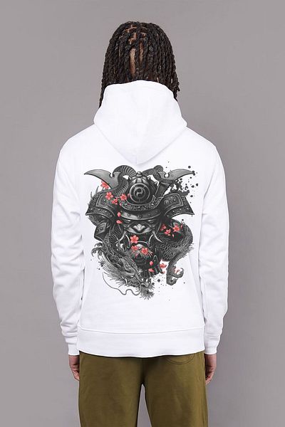 Butik Oni Mask Printed Oversize Hooded Unisex Kangaroo Pocket Sweatshirt