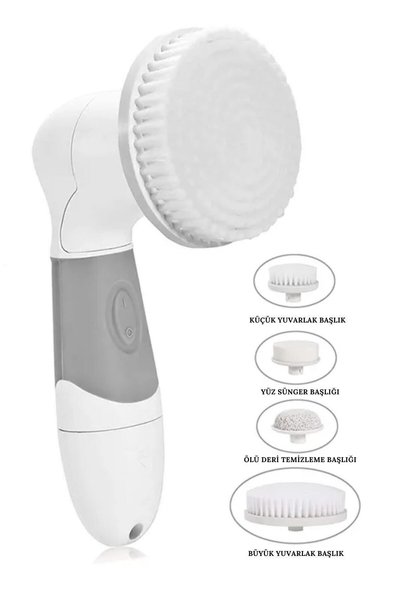 adbeauty 4 Başlıklı Premium Elektronik Vücut-yüz Temizleme Fırçası Seti - Pil Ile Çalışır