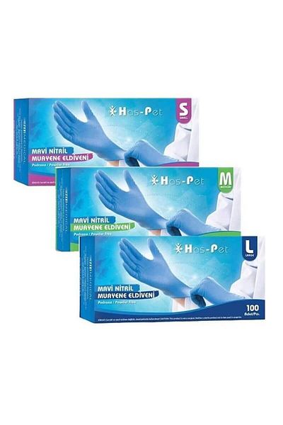 Has-Pet Powder-Free Nitrile Blue Gloves - 20 Pack (20x100 Pieces) [Large Size]