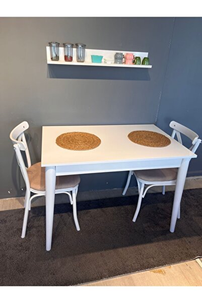 voguetasarım 70*110 Küçük Sabit Beyaz Yemek Mutfak Balkon Masası
