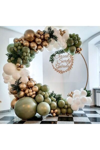 Çemrek Süs Parti Set de lanțuri de baloane din aur alb verde eucalipt cromat ...