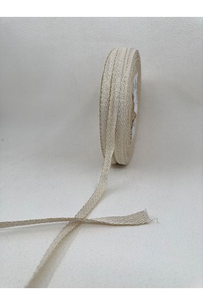paşateks since 1995 şekil 5 Meters Ecru Herringbone Strip - 1 cm Gold Glitter
