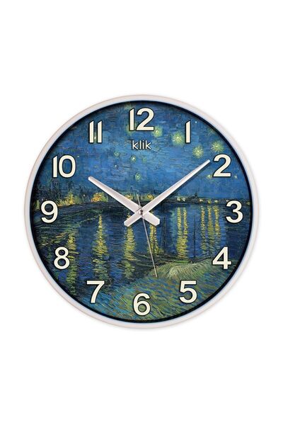 Klik فان جوخ - ساعة حائط بسيطة ليلة مرصعة بالنجوم على نهر الراين