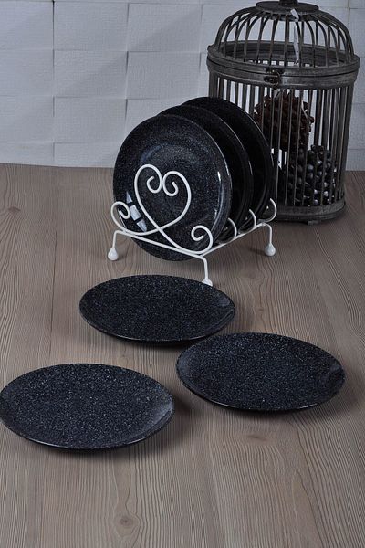 Keramika 6 Pieces 27 cm Black Granite Alpha Serving Plate PT044027F650A8705000ASD200