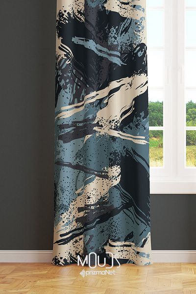 Moud's Suede Digital Printed Extra String - Brush Pattern, Background Curtain, Teen Room, Single Wing