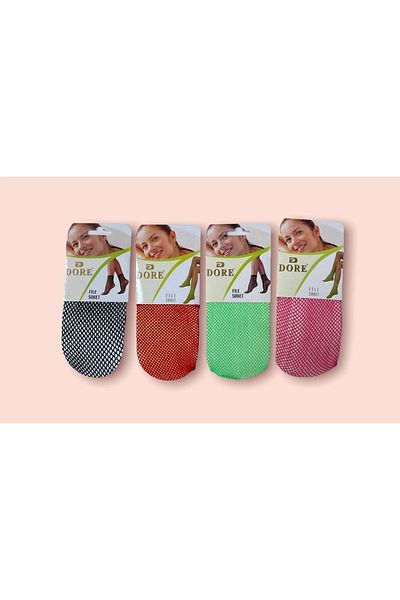 Dore Women's Multicolored Fishnet Socks, Pack of 4