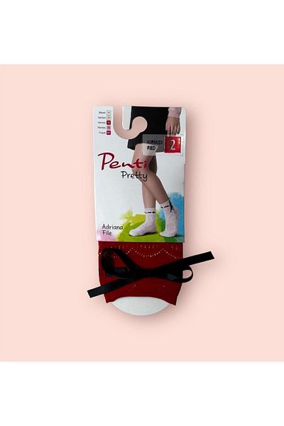 Penti Детски червени мрежести чорапи Adriana с аксесоари