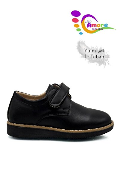 Moda Anna Cırtlı Okul Ayakkabısı Erkek Çocuk Klasik Okul Sünnet Düğün Ayakkabı Siyah
