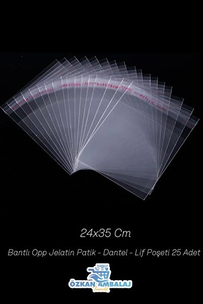 Özkan Ambalaj Temizlik Чанта Opp с лента Желатинова торбичка + дантела + фиброви торбичка 25 броя (24x35)
