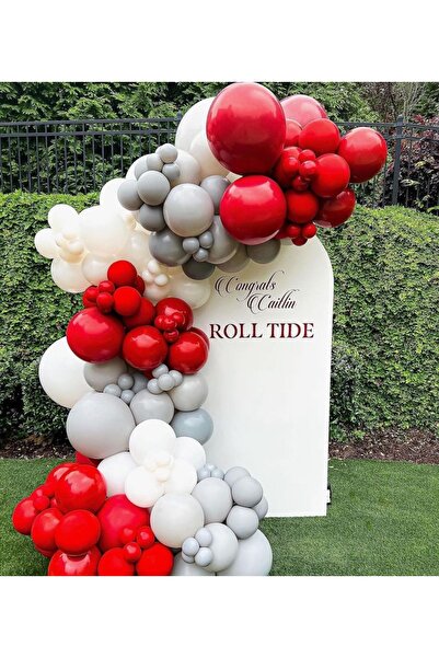 Çemrek Süs Parti مجموعة سلسلة بالونات باللون الأحمر الداكن والأحمر الداكن وال...