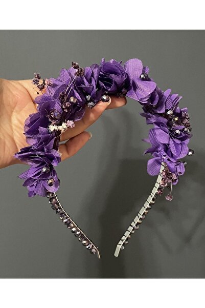 DesaAccessories Çiçekli Kristal Taş İşlememeli, Gelin, Nişan, Lohusa, Çocuk Tacı