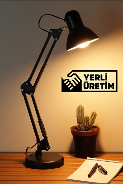 Telvesse Masa Lambası Akrobat Yaylı Metal 360° Açılı Ayarlanabilir Hareketli Çalışma Masası Lambası Siyah