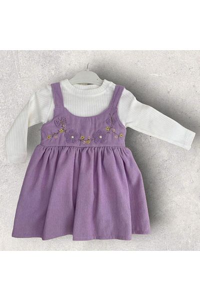 Tosyalı Burak Bebe Velvet Cotton Baby Girl T-shirt - Cotton Gilet Dress