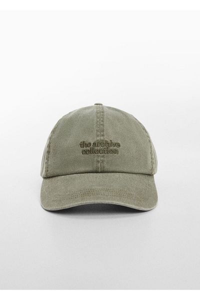 MANGO Woman Hut mit gesticktem Text