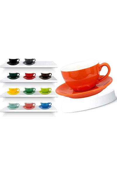 MIBRU Coffee ceramic cup with plate 250ml orange