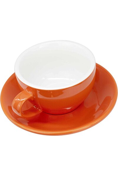 MIBRU Coffee ceramic cup with plate 250ml orange
