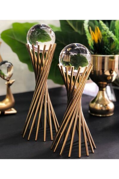 DECOOR MALL Ikili Küre Gold Düz Toplu