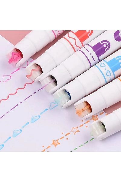 Kawaii Roller Linear Double Tip Shaped Pen Set