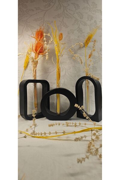 LAURELWOOD مزهرية خرسانية من خشب الغار - طقم مكون من 3 مزهرية جافة ومزهرية مز...