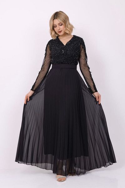 Helen Fashion Pleated and Belted Chiffon Evening Dress