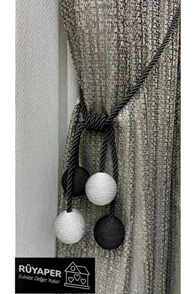 RÜYAPER Fon Perde Bağlama Aparatı 4 Toplu Tavan Braçol 1 Adet GRİ SİYAH