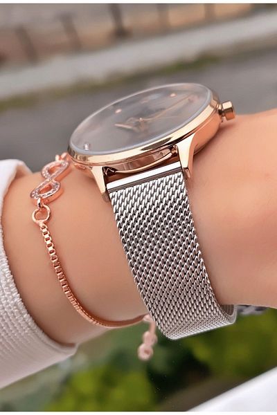 Daniel Klein Silver Women's Wristwatch and Bracelet Gift