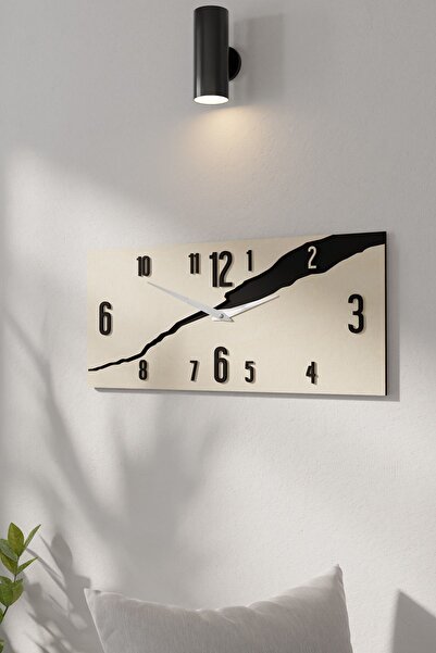 acargrafik Minimal Dikdörtgen Kavak Ahşaplı Duvar Saati