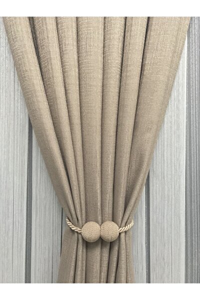 Erdoğanlar Koza Mıknatıslı Ip Sarım Perde Mandalı Sütlü Kahve Perde Tokası Pe...