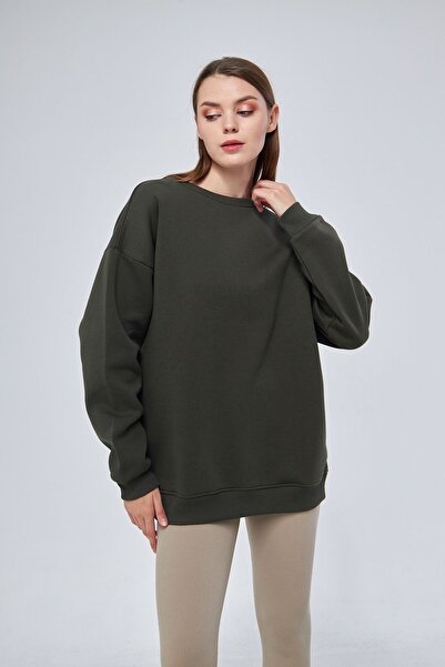 YÜKSEL IŞIK Hanorac unisex kaki - decolteu, 100% bumbac