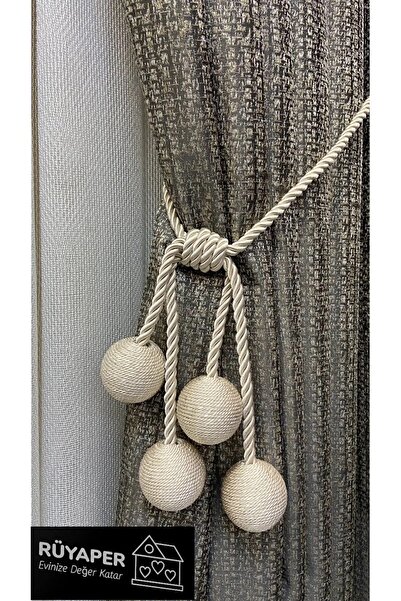 RÜYAPER Fon Perde Bağlama Aparatı 4 Toplu Tavan Braçol 1 Adet BEJ