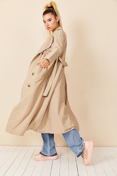 HAKKE Zweireihiger Trenchcoat mit Kragendetail