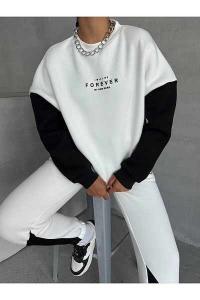 İLKCET MODA طقم بدلة رياضية نسائية - قطعة علوية وسفلية