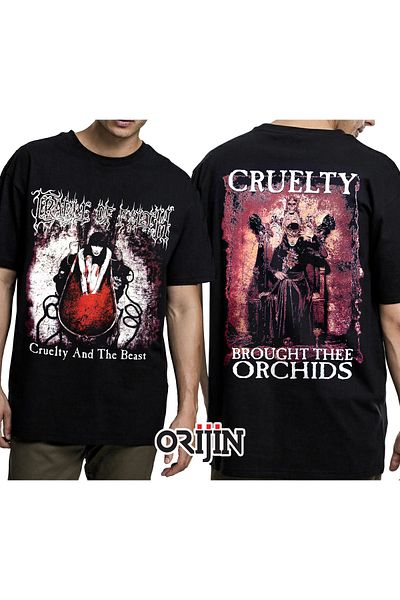 Orijin Tekstil Cradle of Filth Cruelty And The Beast Front Back Printed Unisex Black T-shirt