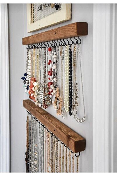 UGR tasarım 2Lİ AHŞAP ASKILIK KOLYE BİLEKLİK DÜZENLEYİCİSİ 20 KANCALI