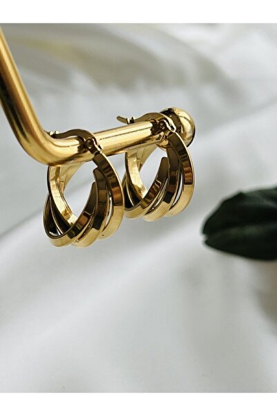 Milana Accessories Çelik Üçlü Halka Küpe