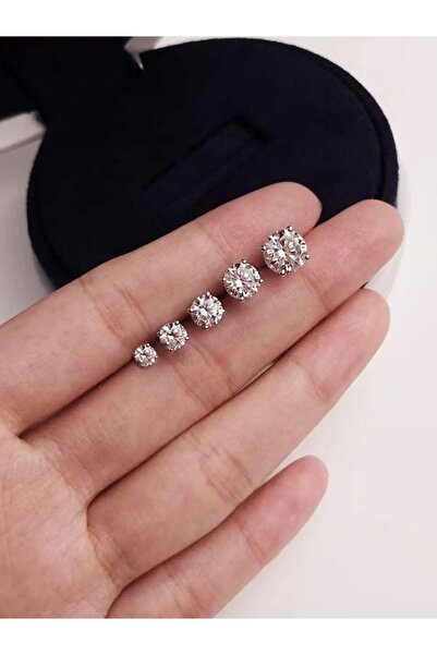 Set 925 Ayar Gümüş Damgalı (3 ÇİFT) Zirkon Taşlı Yuvarlak Küpe( 3 mm-4 mm-7 mm)