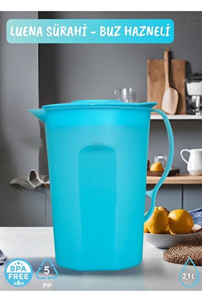 Jet's Home Luena Sürahi PP-5 Kokusuz Sürahi Soğutuculu Turkuaz Sürahi Bpa Fre...