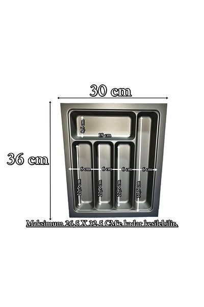 almital mobilya aksesuarları furniture accessories 30x36 cm 5 θήκες - Συρτάρι χωρίς μαχαιροπήρουνα από ανθρακί (26,5x32,5 cm)