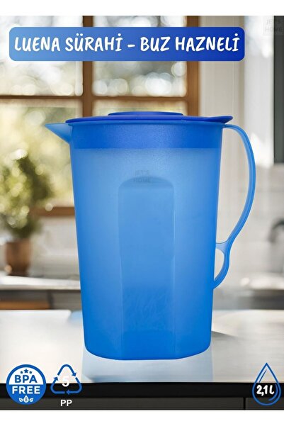 Jet's Home Luena Sürahi PP-5 Kokusuz Sürahi Soğutuculu Mavi Sürahi Bpa Free 2...