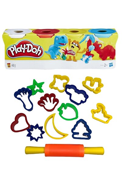 Play Doh Oyun Hamuru 4'lü Set Klasik Renkli 13 Parça Kalıp Merdaneli Şekilli ...