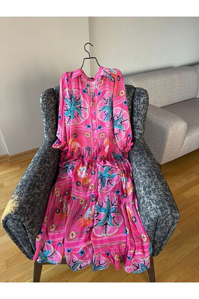 Natavanbutık Long Cotton Jalabiya - Pink Floral Print, Summer Dress