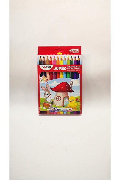 Fatih قلم تلوين جاف جامبو جامبو مثلث جاف 12 لون بالحجم الكامل