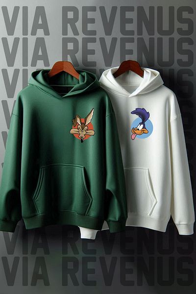 Vordevia Αγαπητό φούτερ Oversize Combination - Jackal and Road Runner Printed