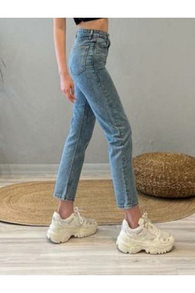 DRC trend Medium Snow Mom Lycra High Waist Denim Jeans